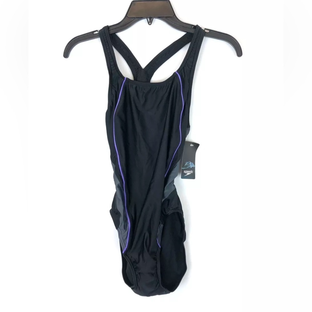 Speedo Women’s Pro LT Black Grey One Piece Swimsuit Size 8/34